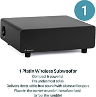 Platin Monaco 5.1 Wireless Home Theater Surround Sound System for Smart TVs - with WiSA SoundSend Transmitter Included - WiSA Certified - Tuned by THX. Platin Monaco 5.1 Wireless Home Theater Surround Sound System for Smart TVs - with WiSA SoundSend Transmitter Included - WiSA Certified - Tuned by THX.