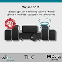 Platin Monaco 5.1 Wireless Home Theater Surround Sound System for Smart TVs - with WiSA SoundSend Transmitter Included - WiSA Certified - Tuned by THX. Platin Monaco 5.1 Wireless Home Theater Surround Sound System for Smart TVs - with WiSA SoundSend Transmitter Included - WiSA Certified - Tuned by THX.