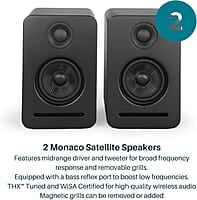 Platin Monaco 5.1 Wireless Home Theater Surround Sound System for Smart TVs - with WiSA SoundSend Transmitter Included - WiSA Certified - Tuned by THX. Platin Monaco 5.1 Wireless Home Theater Surround Sound System for Smart TVs - with WiSA SoundSend Transmitter Included - WiSA Certified - Tuned by THX.