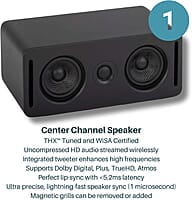 Platin Monaco 5.1 Wireless Home Theater Surround Sound System for Smart TVs - with WiSA SoundSend Transmitter Included - WiSA Certified - Tuned by THX. Platin Monaco 5.1 Wireless Home Theater Surround Sound System for Smart TVs - with WiSA SoundSend Transmitter Included - WiSA Certified - Tuned by THX.